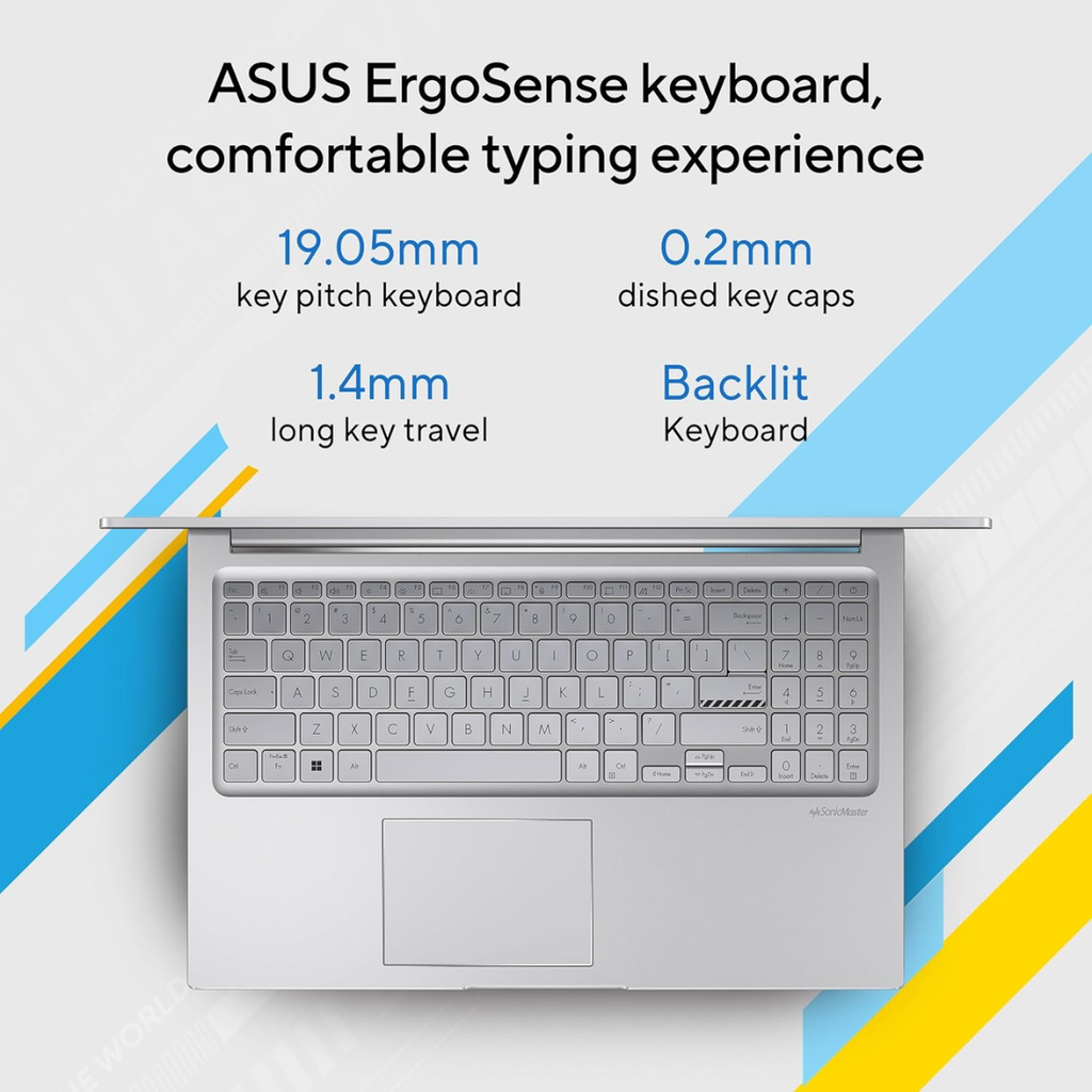 ASUS Vivobook 15 (2026),Intel Core 3 100U,(i3-14th Gen),Intel iGPU,8GB RAM,512GB SSD,FHD,15.6"(39.6 cm),Windows 11,M365 Basic(1Y),Office 2024,Cool Silver,1.7 Kg,X1504VAP-IN005WS,Thin & Light Laptop
