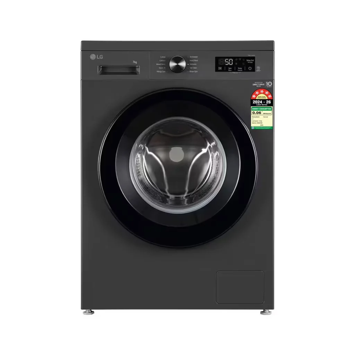 LG 7 Kg 5 Star Fully Automatic Front Load Washing Machine with Inverter Direct Drive | Steam | Touch Control (FHB1207Z2M, Middle Black)