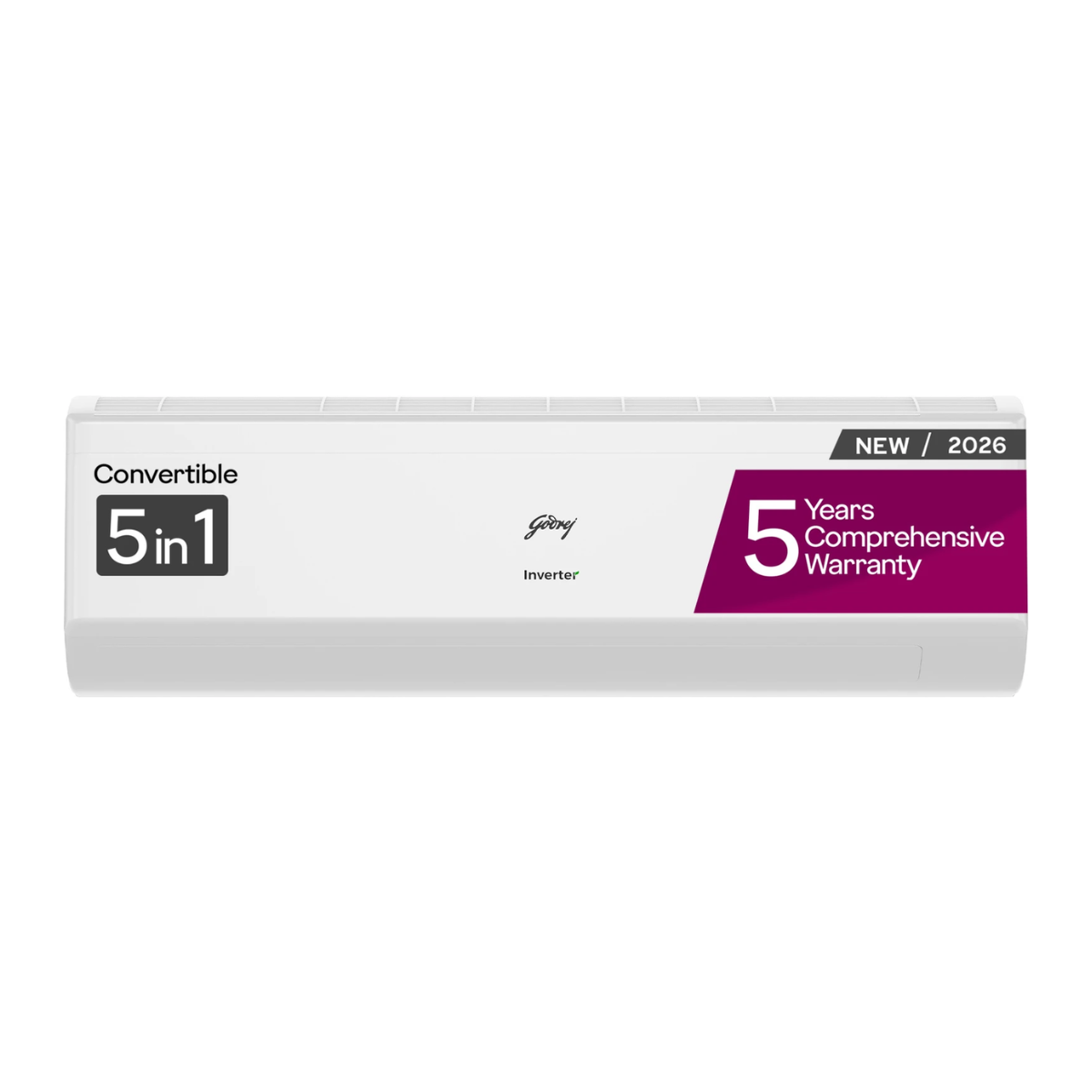 Godrej 2026 Model 1.5 Ton 5 Star Split Inverter with 5-in-1 convertible | AI Powered| Heavy Duty Cooling at 52 degree celsius|i-Sense technology AC (HIC 18Q5TH, White)