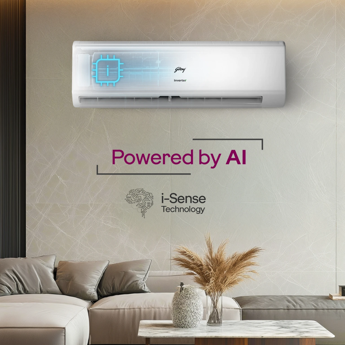 Godrej 2026 Model 1.5 Ton 5 Star Split Inverter with 5-in-1 convertible | AI Powered| Heavy Duty Cooling at 52 degree celsius|i-Sense technology AC (HIC 18Q5TH, White)