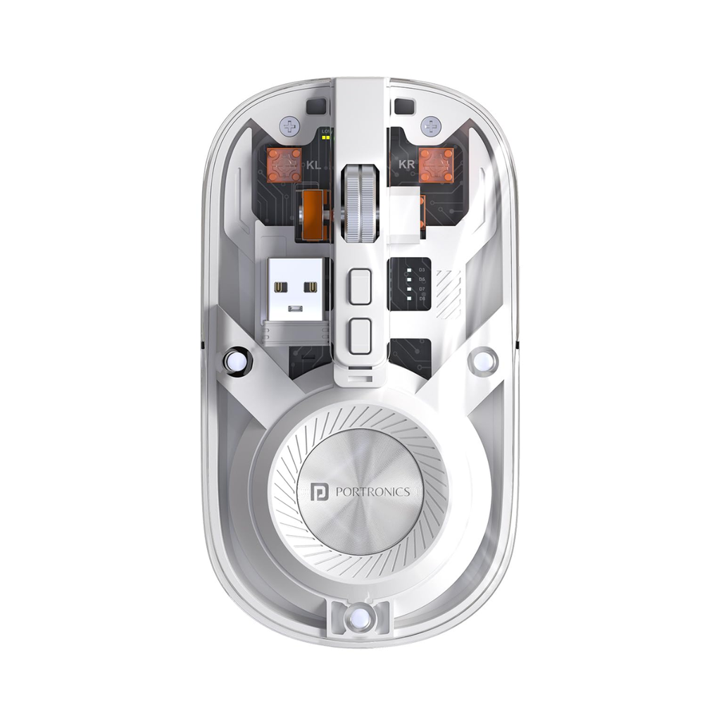 Portronics Toad 8 Transparent Wireless Bluetooth Mouse with Dual Wireless (BT + 2.4 GHz)