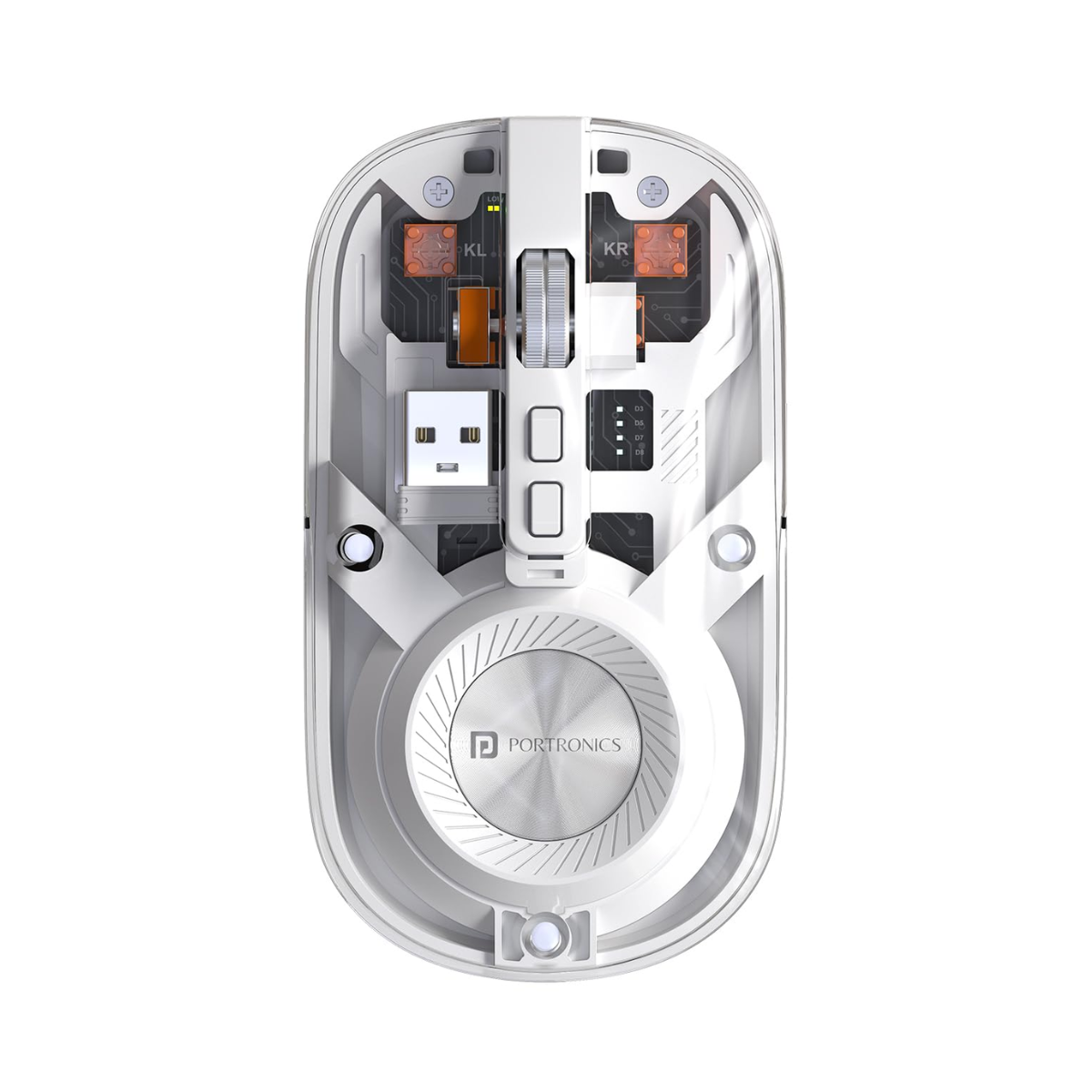 Portronics Toad 8 Transparent Wireless Bluetooth Mouse with Dual Wireless (BT + 2.4 GHz)