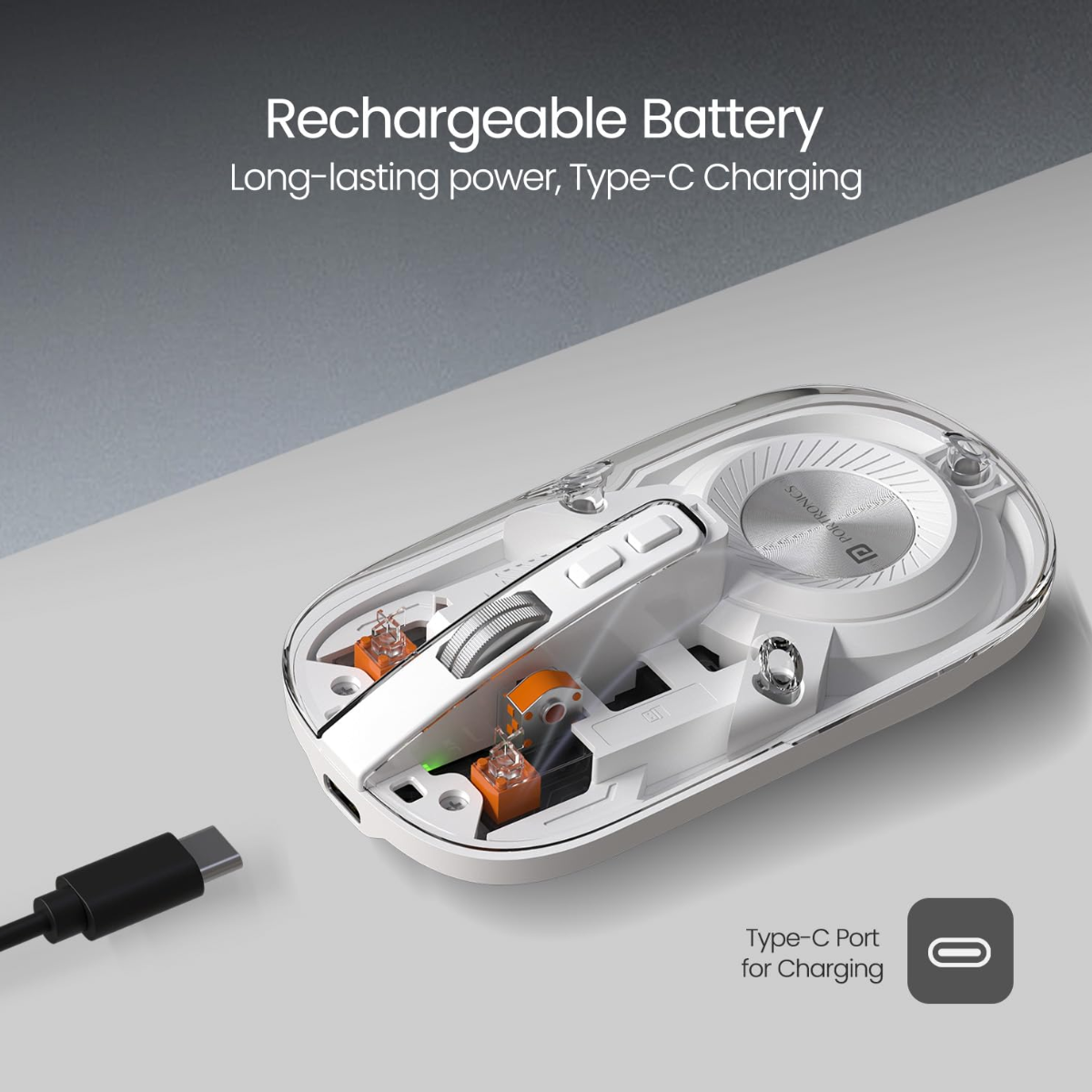 Portronics Toad 8 Transparent Wireless Bluetooth Mouse with Dual Wireless (BT + 2.4 GHz)