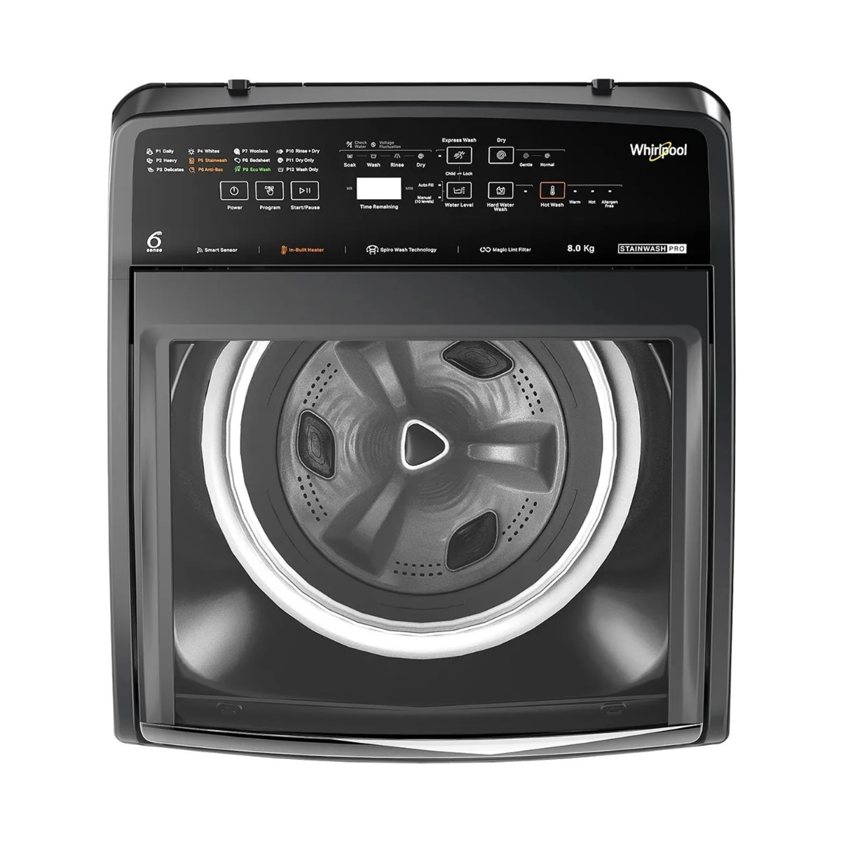 Whirlpool 8 kg 5 Star Fully Automatic Top Load Washing Machine (Stainwash Pro, 31692, 6th Sense Technology, Grey)
