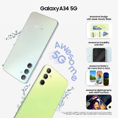 SAMSUNG Galaxy A34 5G (8GB RAM, 128GB, Awesome Silver) - Khosla Electronics