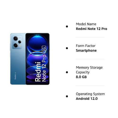 Redmi Note 12 Pro 5G (Glacier Blue, 8GB RAM, 256GB Storage) - Khosla  Electronics